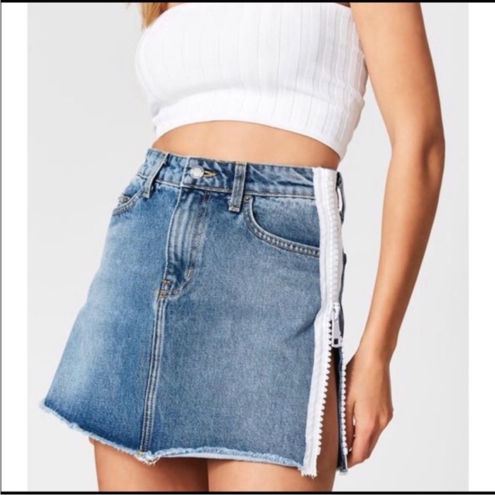 Carmar Denim Skirt Zipper Sides